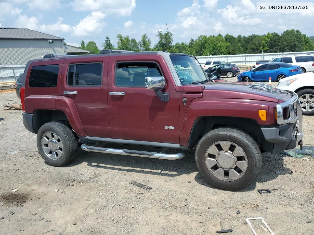2007 Hummer H3 VIN: 5GTDN13E378137535 Lot: 62911525