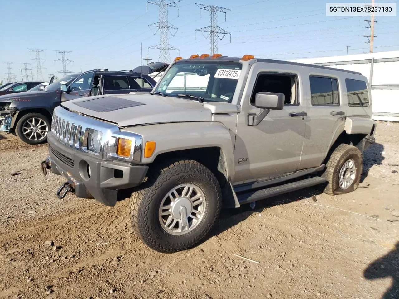 2007 Hummer H3 VIN: 5GTDN13EX78237180 Lot: 63412475