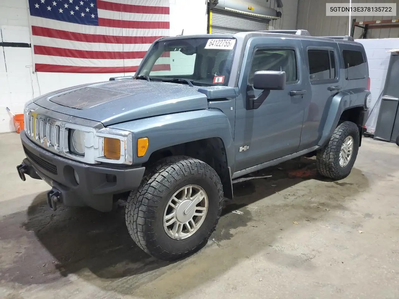 2007 Hummer H3 VIN: 5GTDN13E378135722 Lot: 64122755