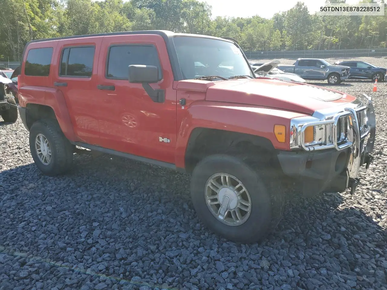 2007 Hummer H3 VIN: 5GTDN13E878228512 Lot: 65225105