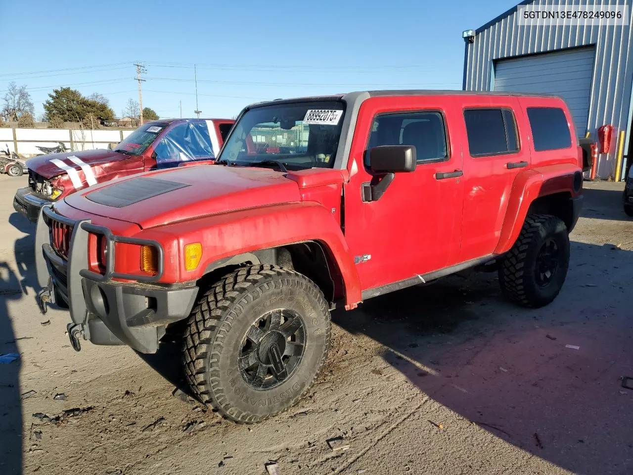 2007 Hummer H3 VIN: 5GTDN13E478249096 Lot: 88992075