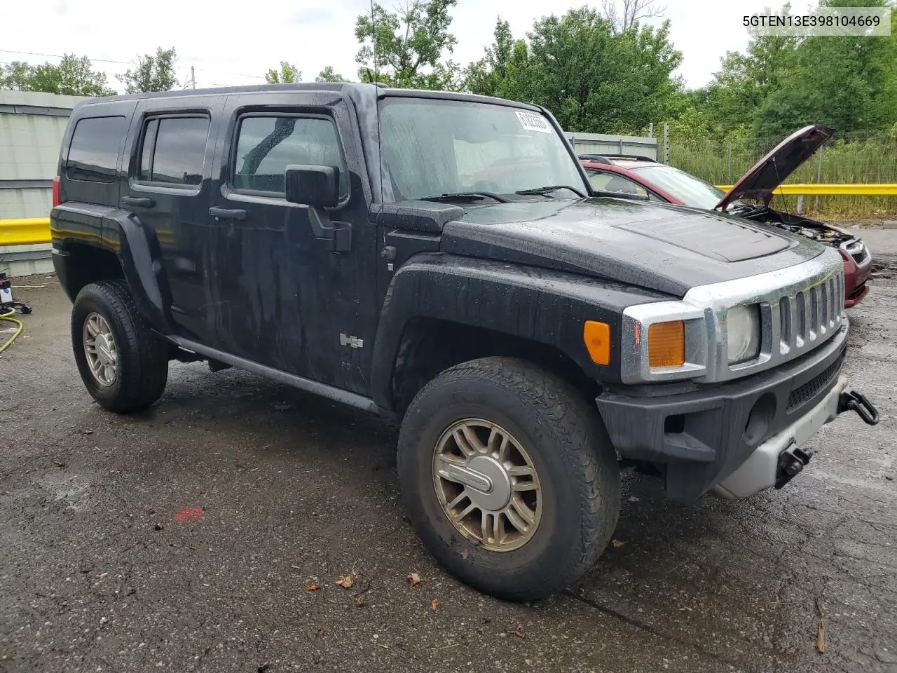 2009 Hummer H3 VIN: 5GTEN13E398104669 Lot: 61823555