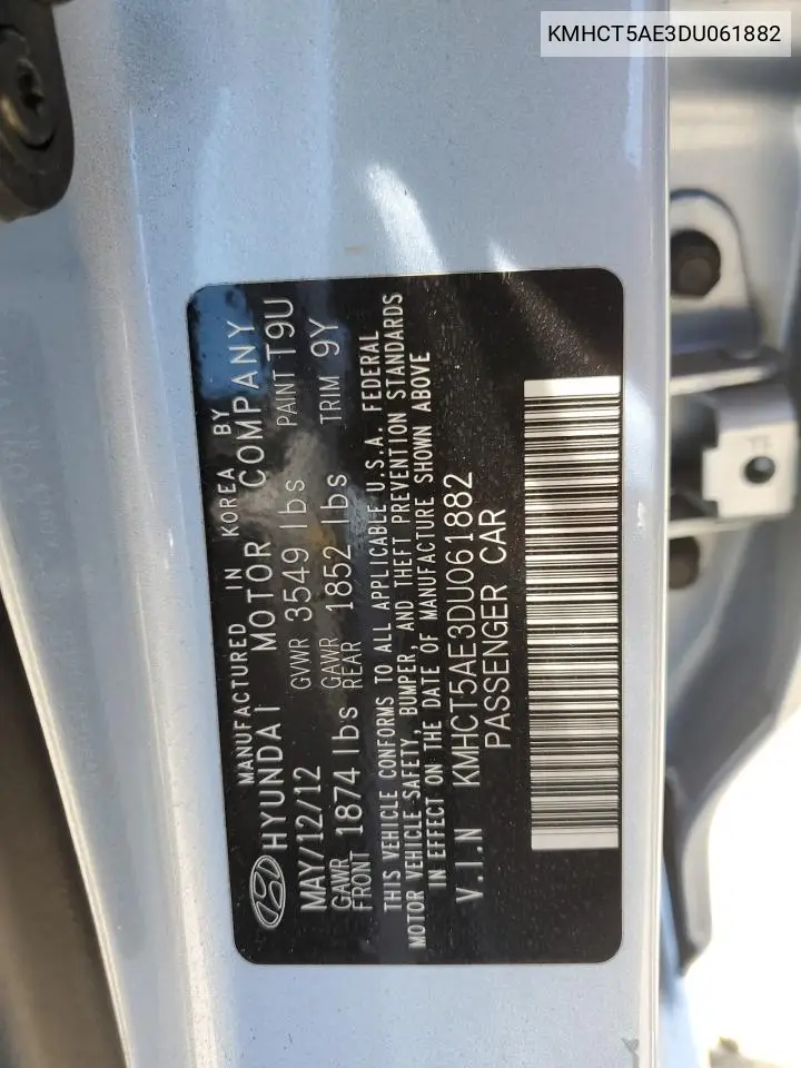 2013 Hyundai Accent Gls VIN: KMHCT5AE3DU061882 Lot: 56989725