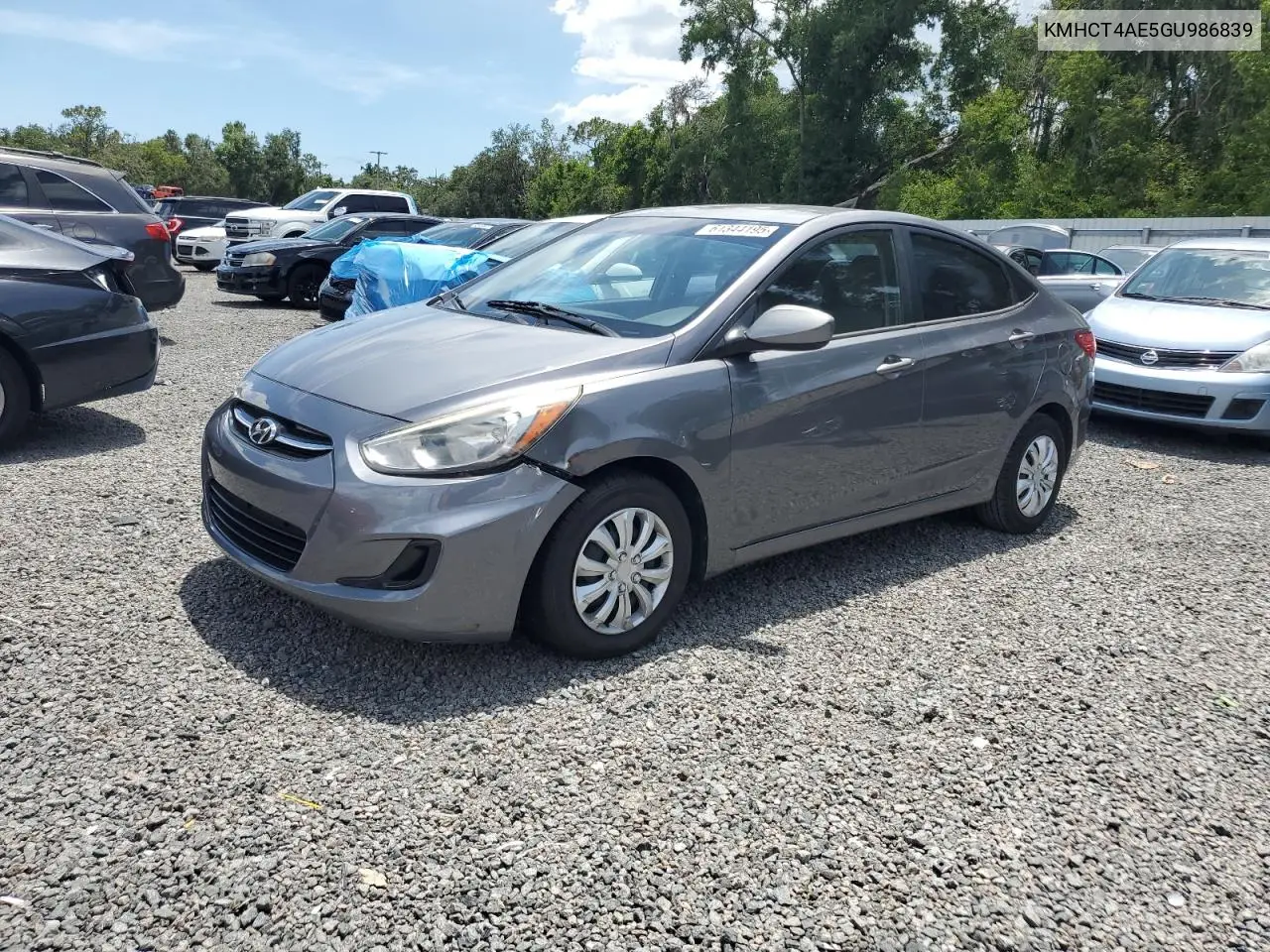 2016 Hyundai Accent Se VIN: KMHCT4AE5GU986839 Lot: 61344195