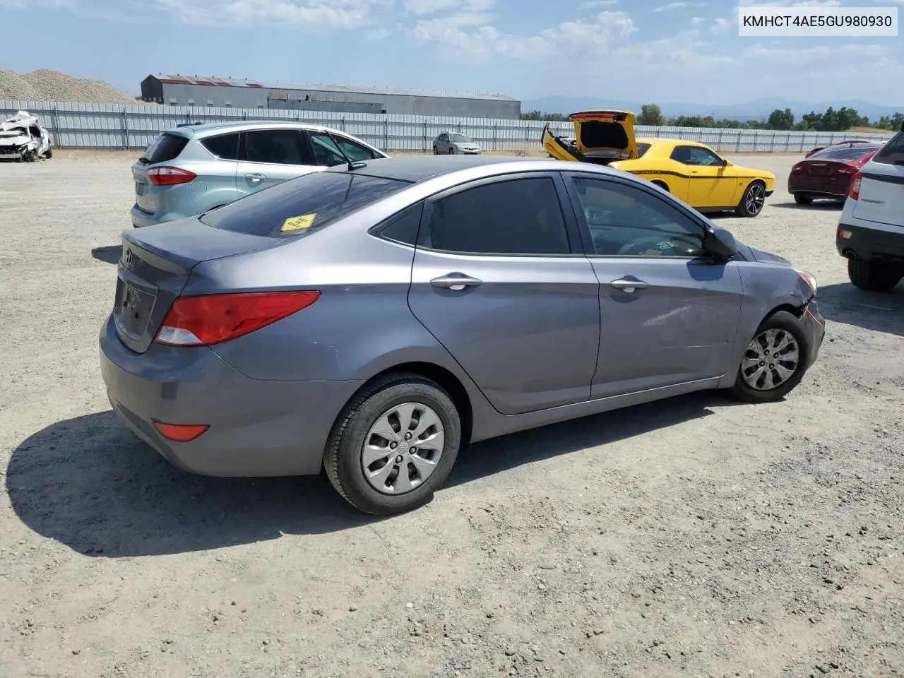 2016 Hyundai Accent Se VIN: KMHCT4AE5GU980930 Lot: 62424885