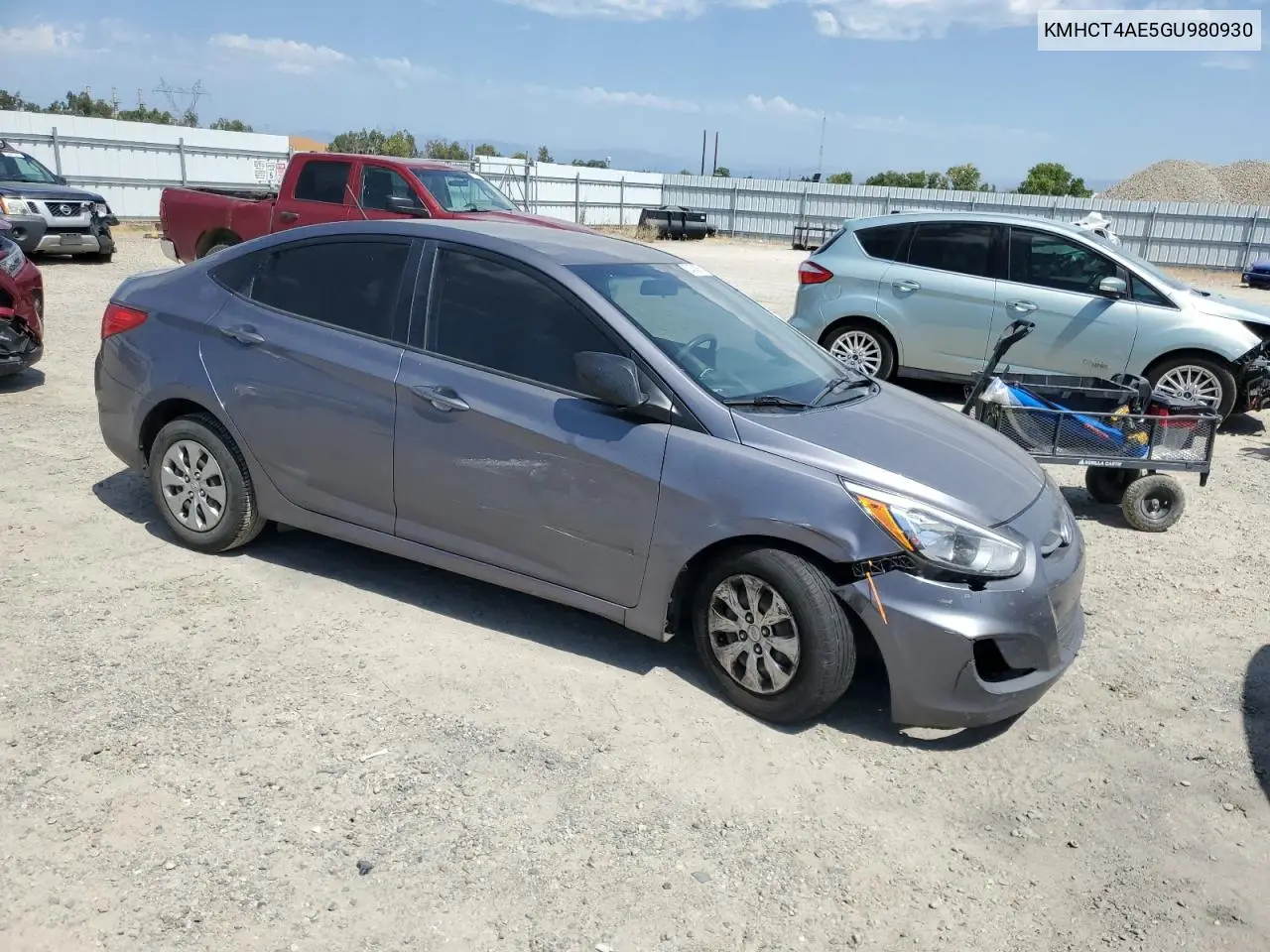 2016 Hyundai Accent Se VIN: KMHCT4AE5GU980930 Lot: 62424885