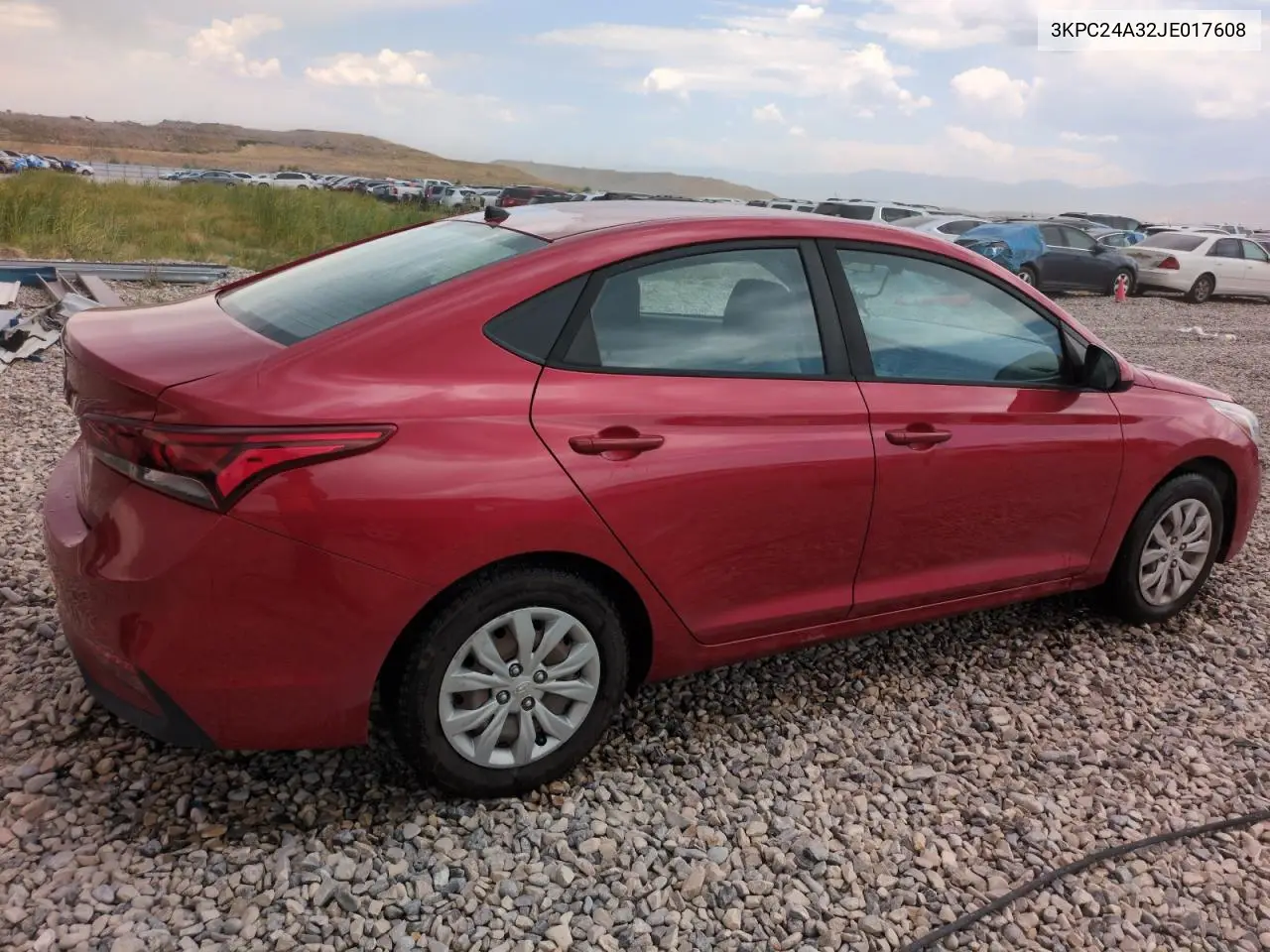 2018 Hyundai Accent Se VIN: 3KPC24A32JE017608 Lot: 62703465