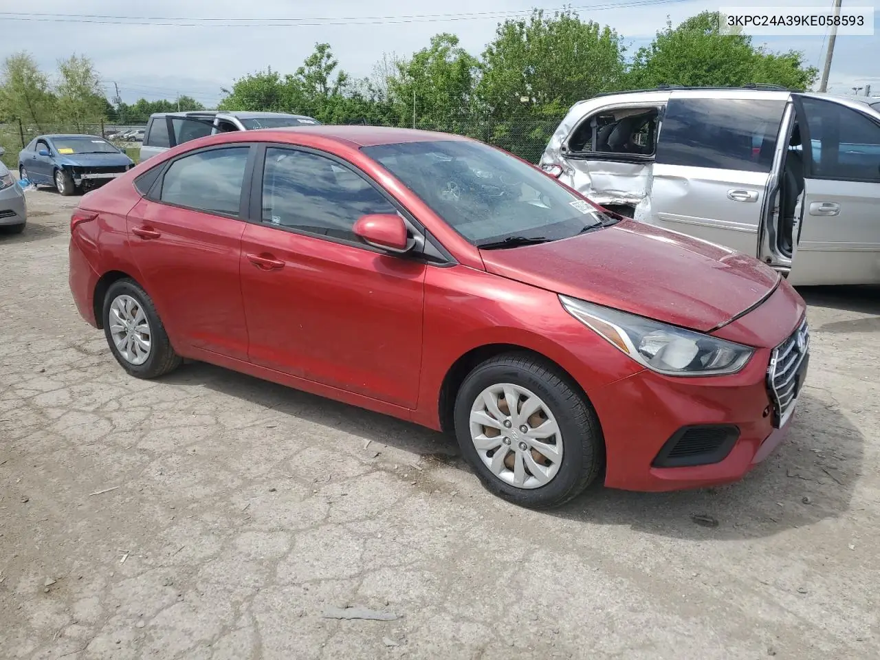 2019 Hyundai Accent Se VIN: 3KPC24A39KE058593 Lot: 56298465