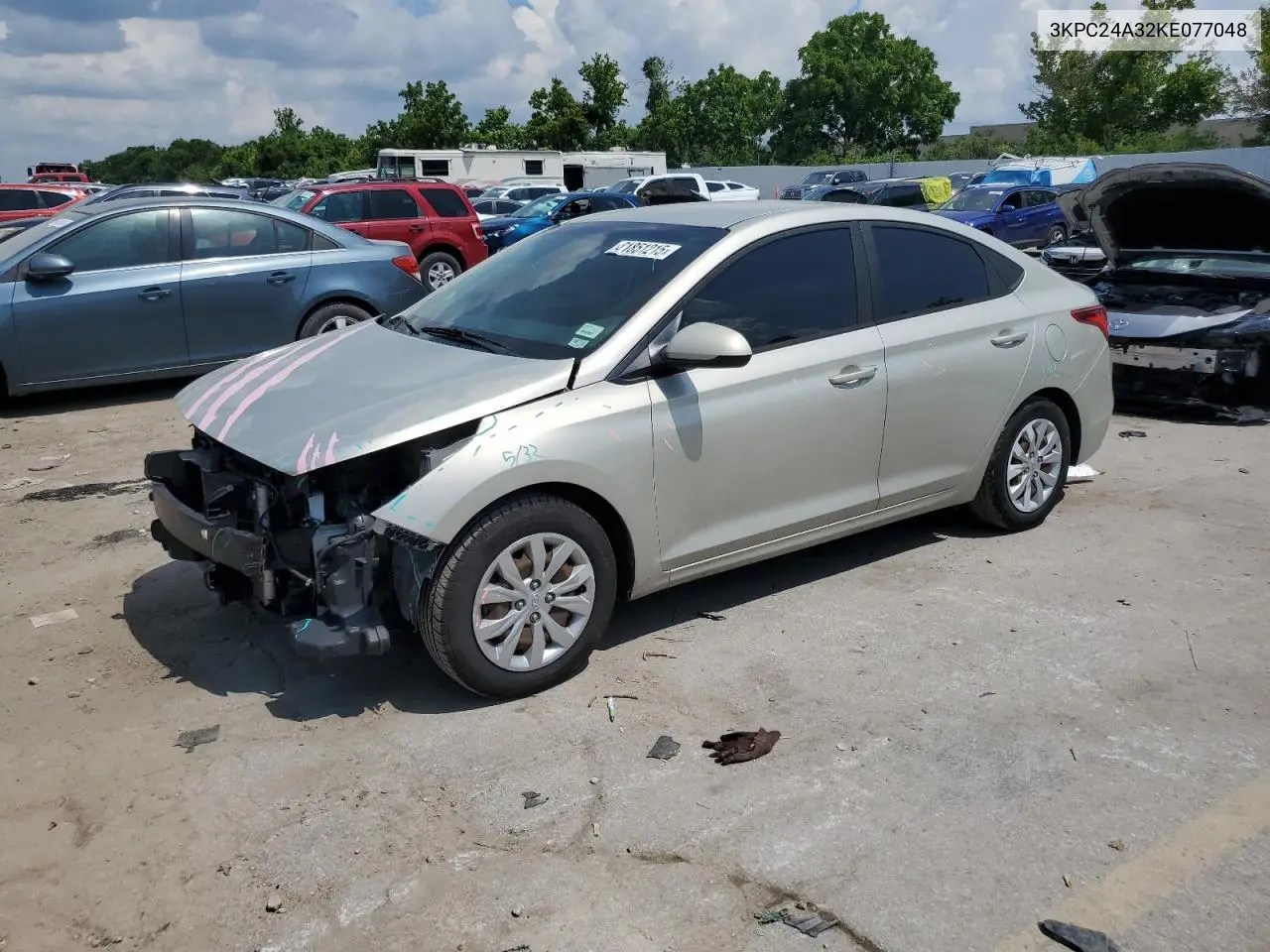 2019 Hyundai Accent Se VIN: 3KPC24A32KE077048 Lot: 61851215