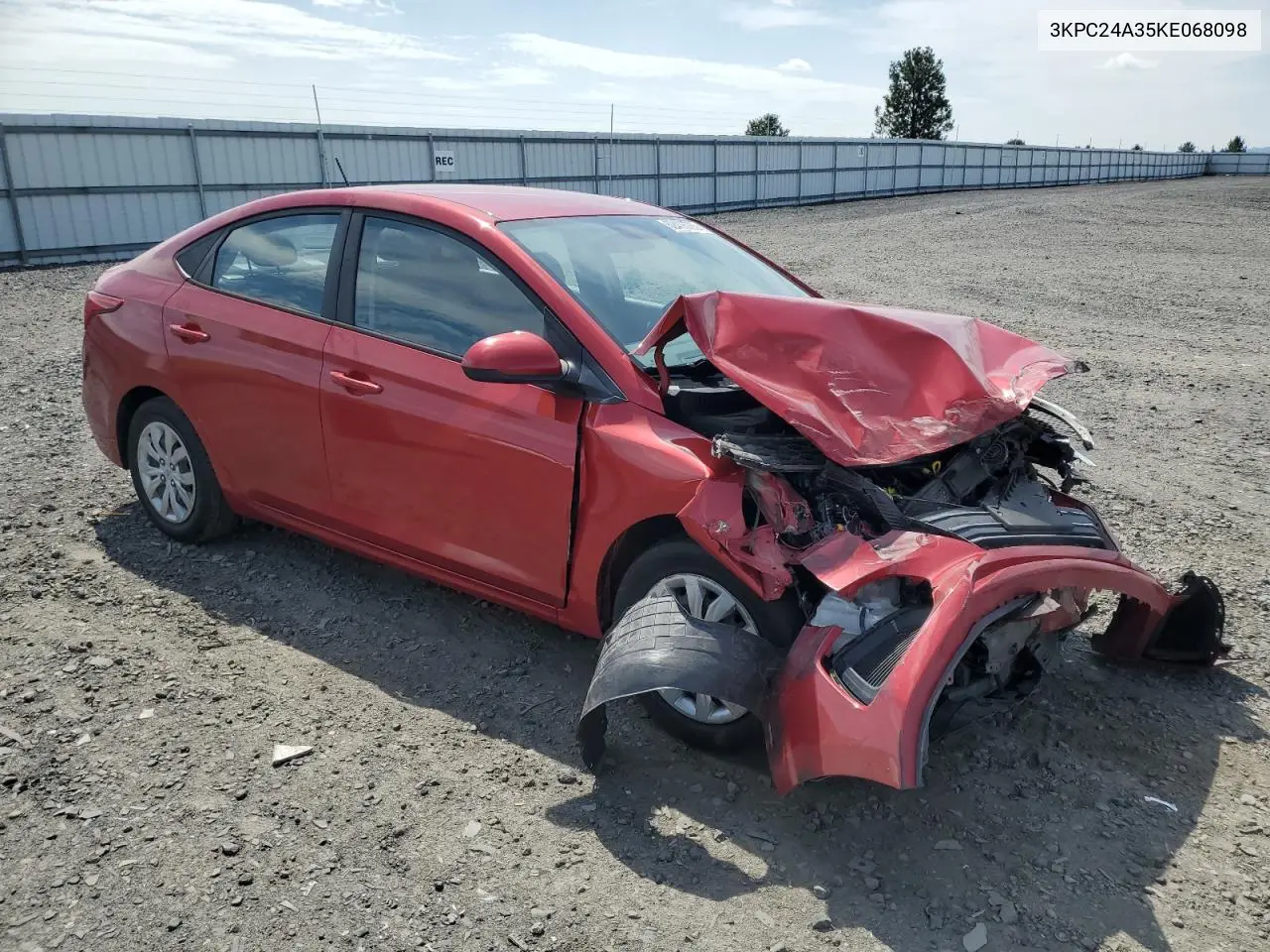 2019 Hyundai Accent Se VIN: 3KPC24A35KE068098 Lot: 62416785