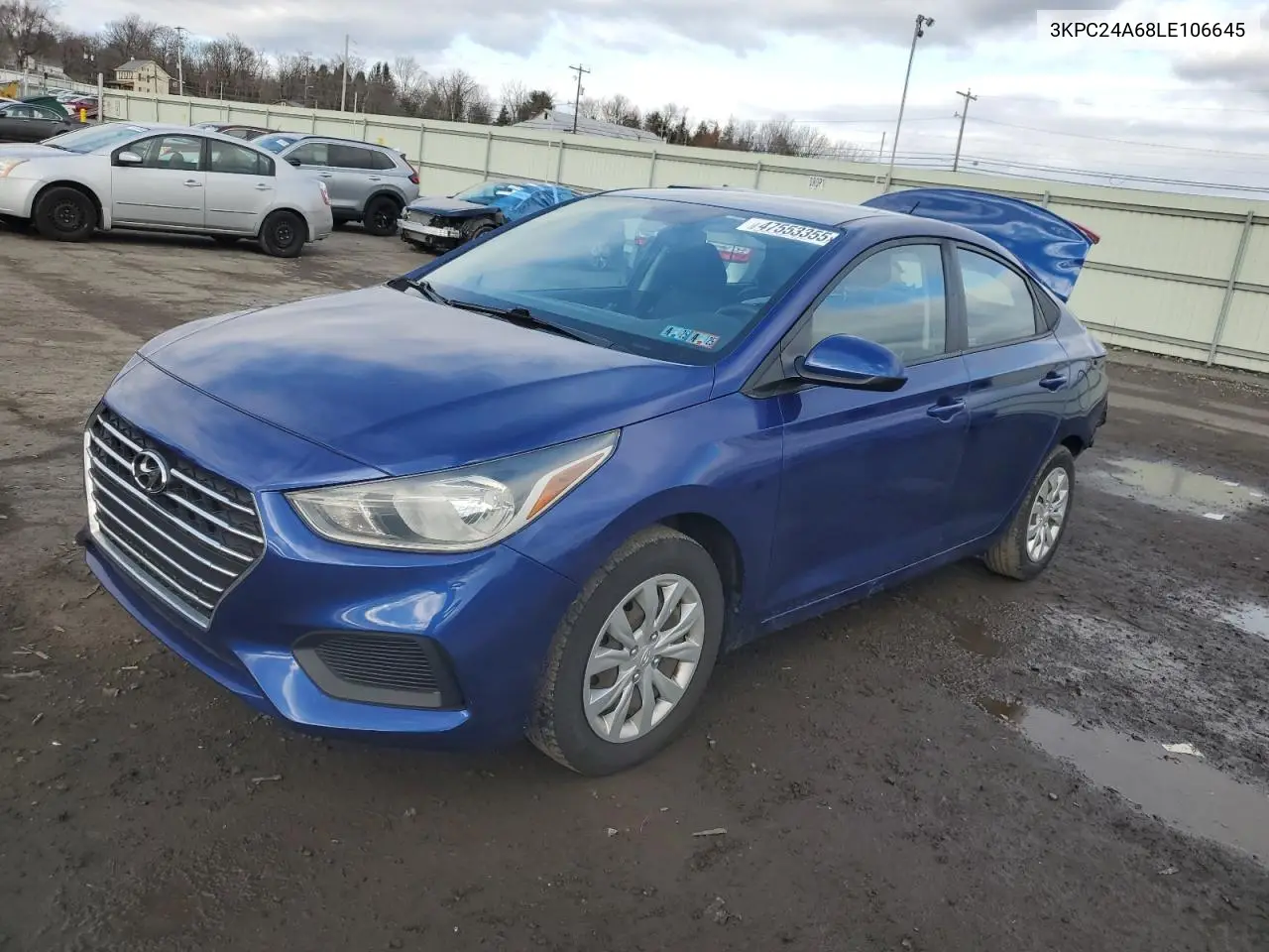 2020 Hyundai Accent Se VIN: 3KPC24A68LE106645 Lot: 47553355