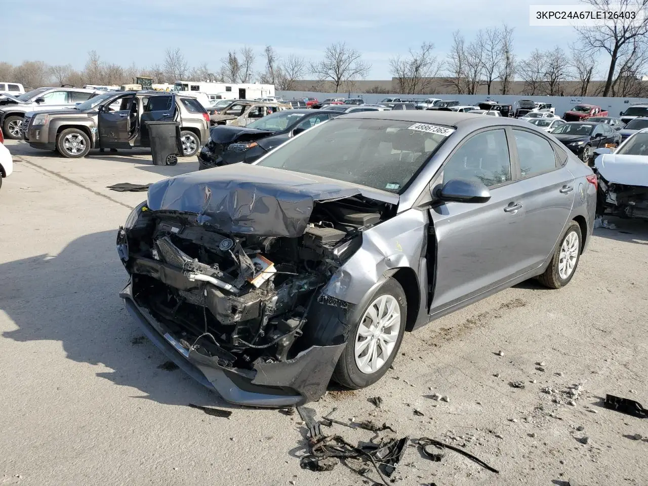 2020 Hyundai Accent Se VIN: 3KPC24A67LE126403 Lot: 48867365