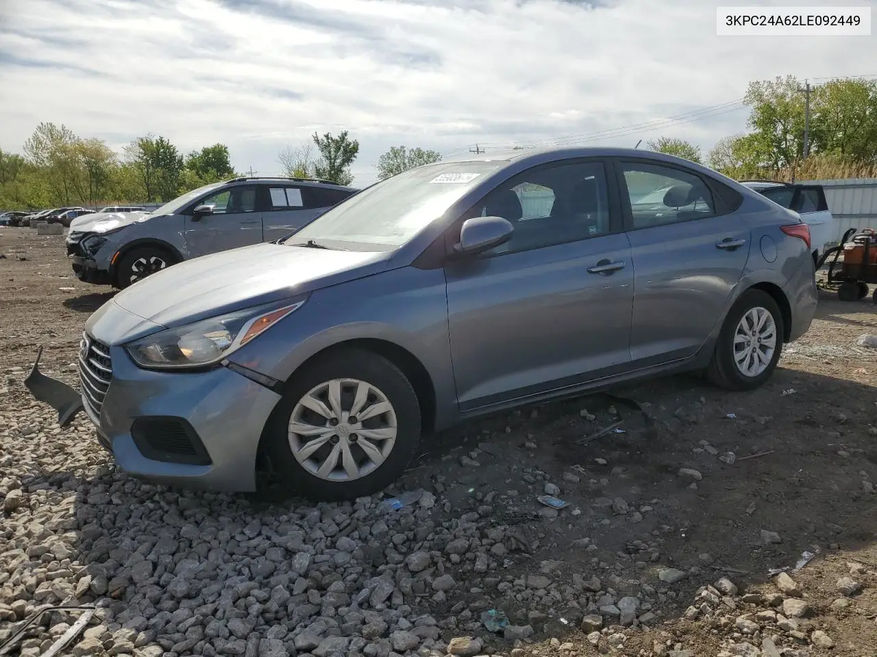 2020 Hyundai Accent Se VIN: 3KPC24A62LE092449 Lot: 55903875