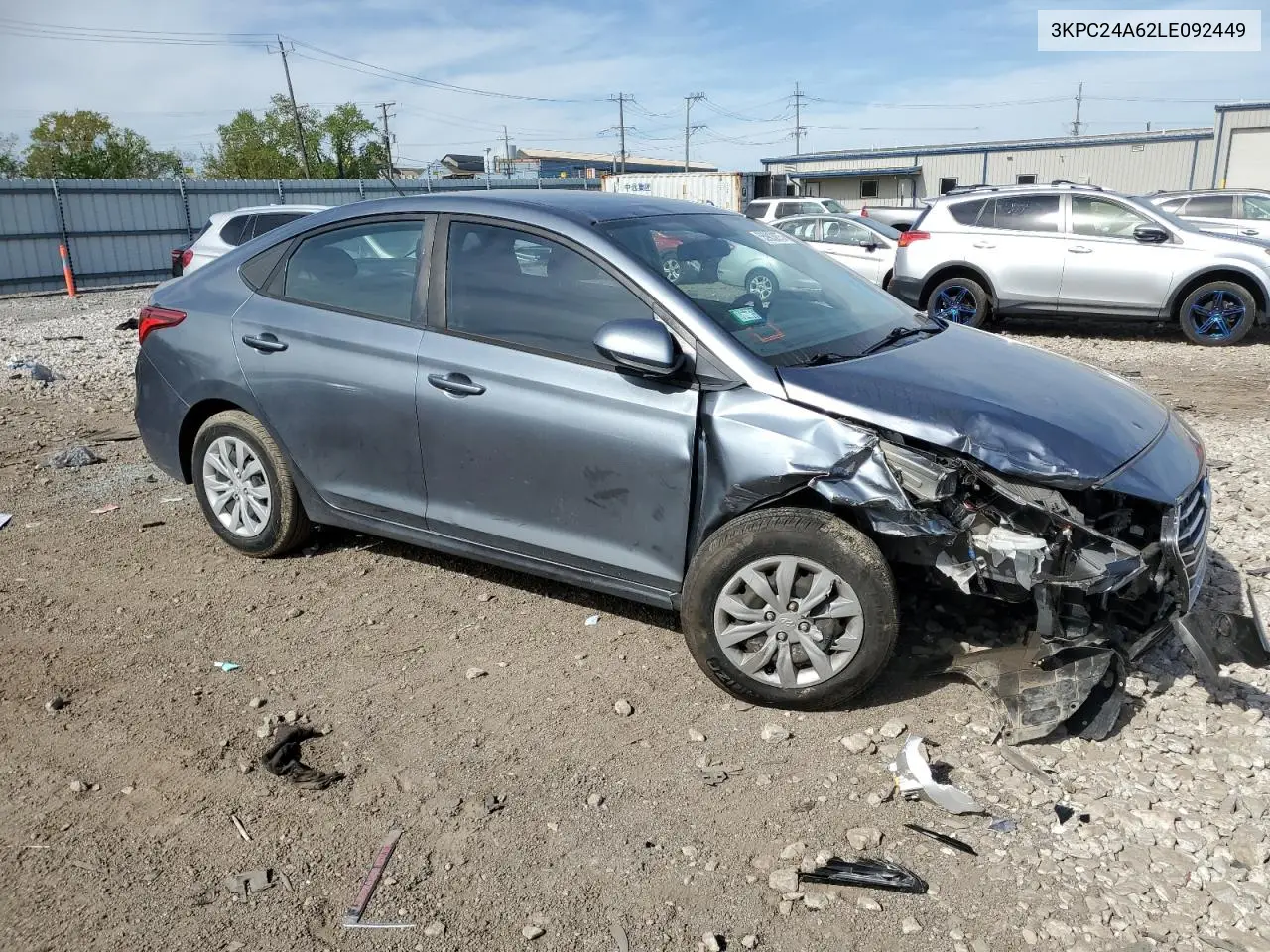 2020 Hyundai Accent Se VIN: 3KPC24A62LE092449 Lot: 55903875