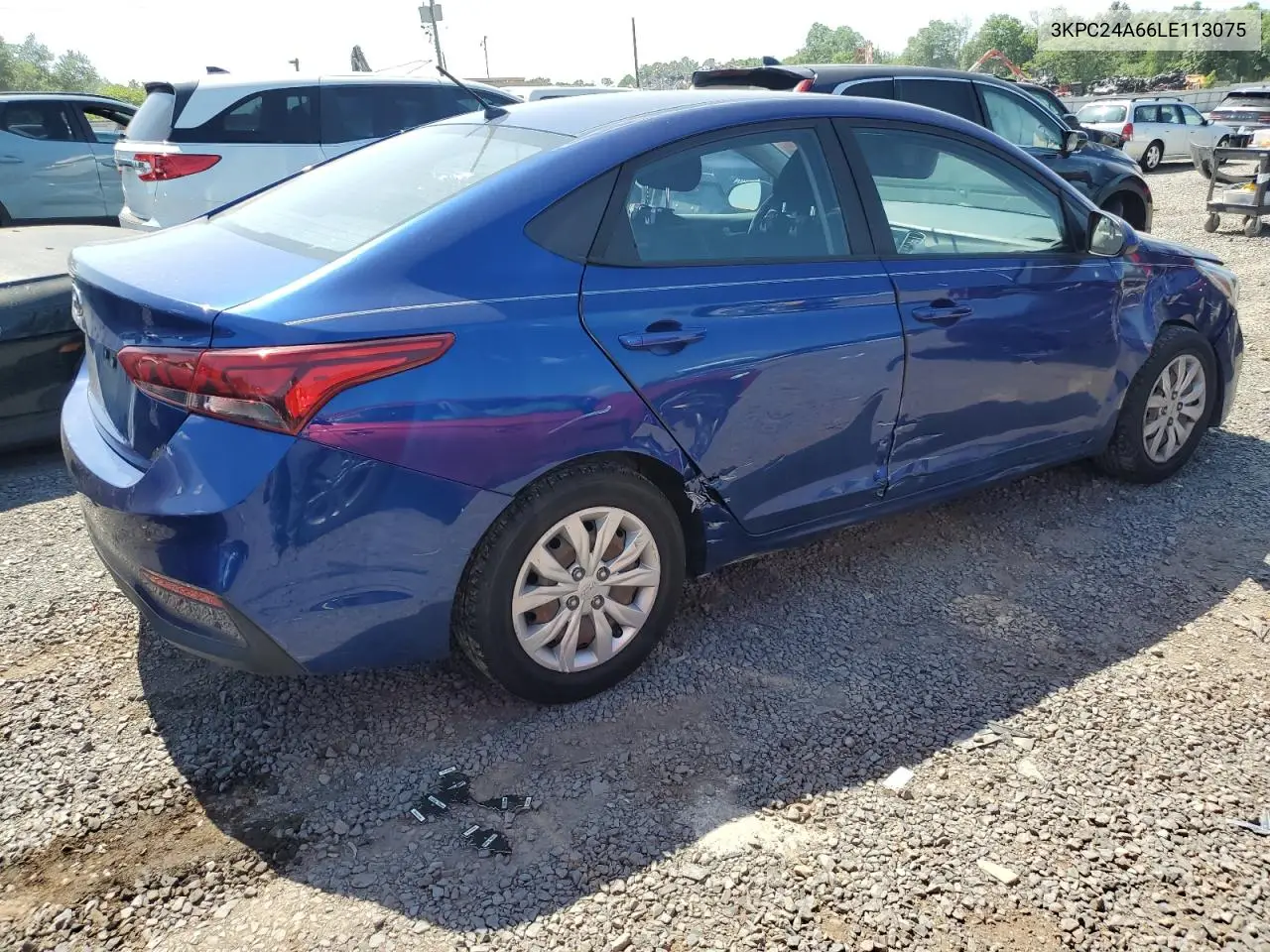 2020 Hyundai Accent Se VIN: 3KPC24A66LE113075 Lot: 61628055