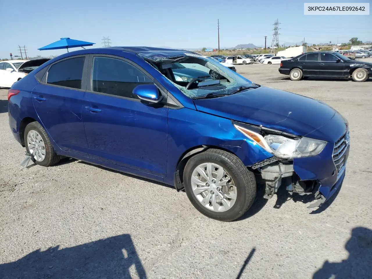 2020 Hyundai Accent Se VIN: 3KPC24A67LE092642 Lot: 61659885