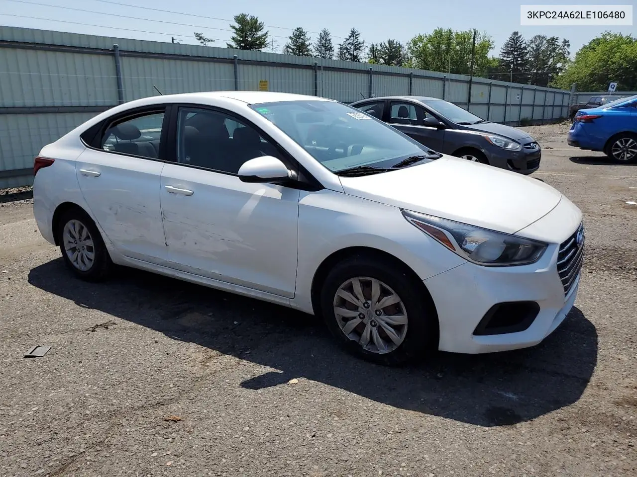 2020 Hyundai Accent Se VIN: 3KPC24A62LE106480 Lot: 62368405