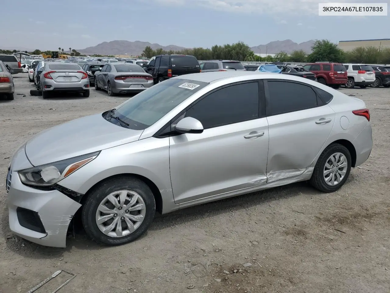 2020 Hyundai Accent Se VIN: 3KPC24A67LE107835 Lot: 62398395