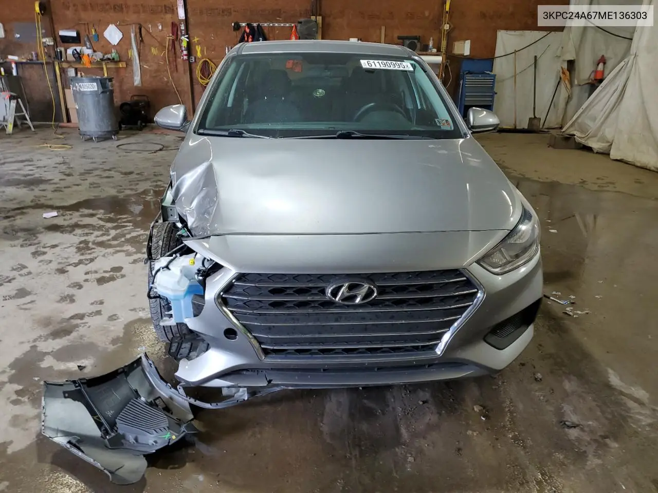 2021 Hyundai Accent Se VIN: 3KPC24A67ME136303 Lot: 61190995
