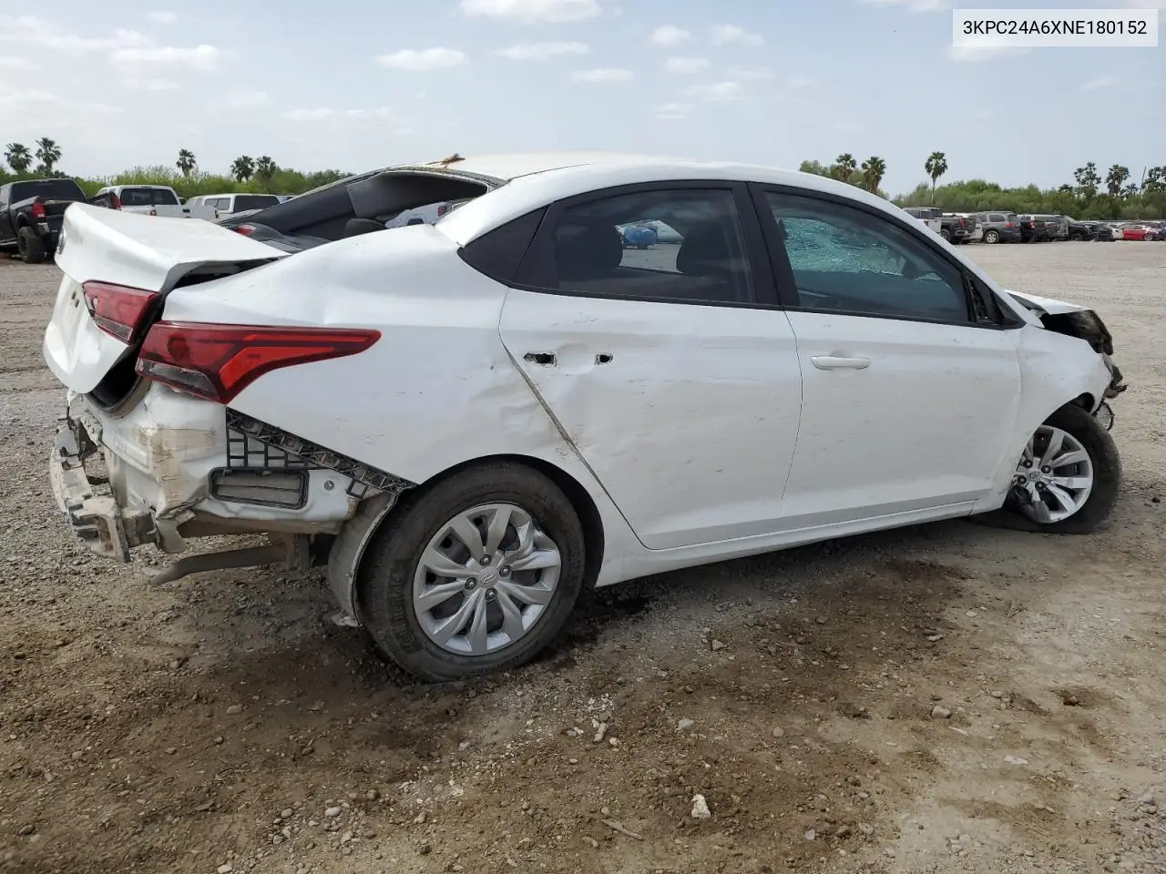 2022 Hyundai Accent Se VIN: 3KPC24A6XNE180152 Lot: 50149975