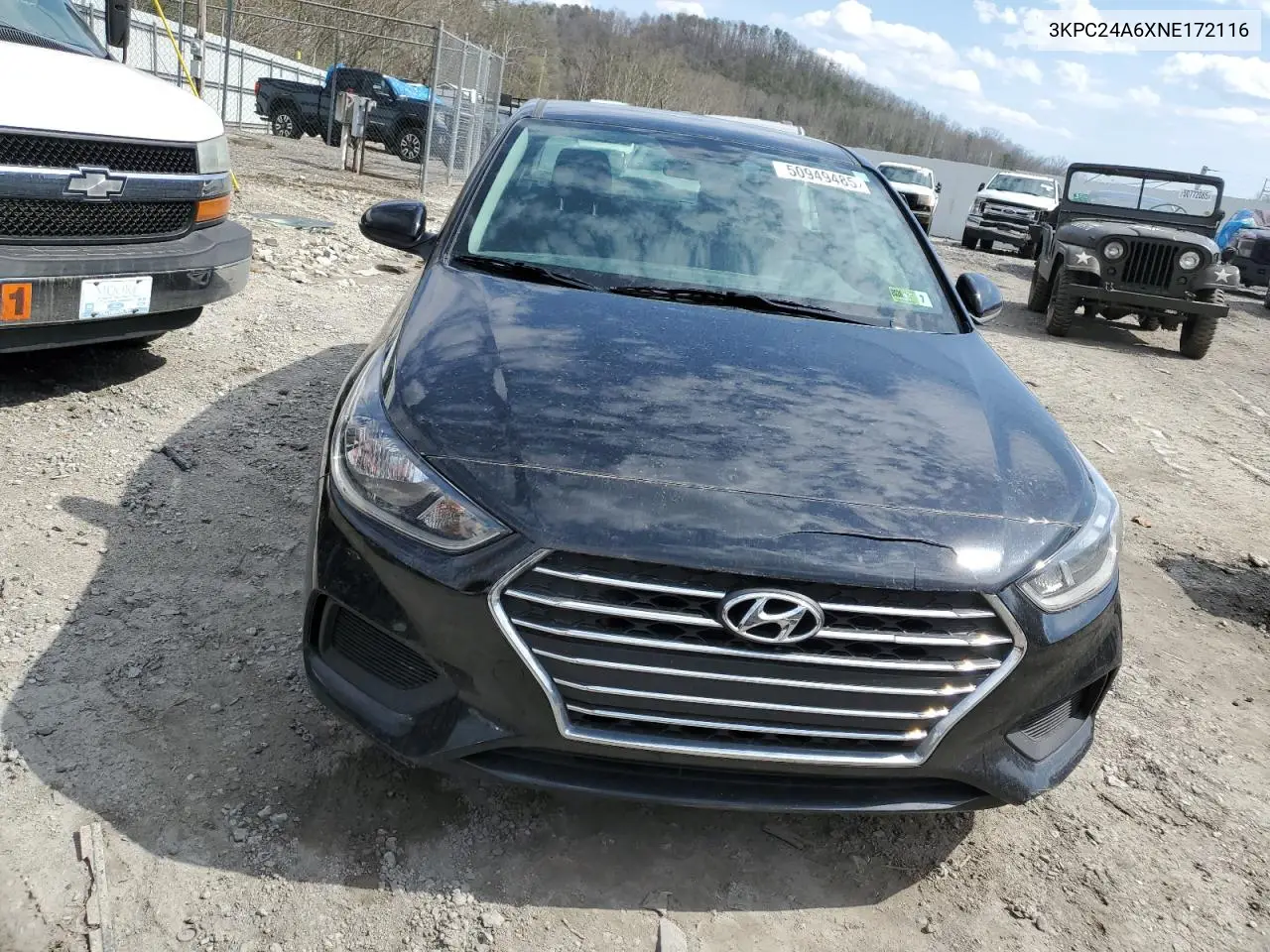 2022 Hyundai Accent Se VIN: 3KPC24A6XNE172116 Lot: 50949485
