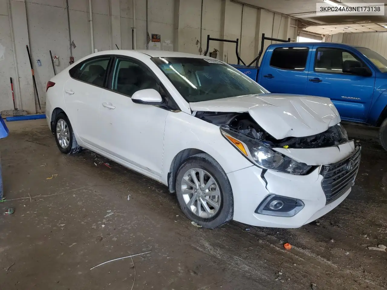 2022 Hyundai Accent Se VIN: 3KPC24A63NE173138 Lot: 61262285