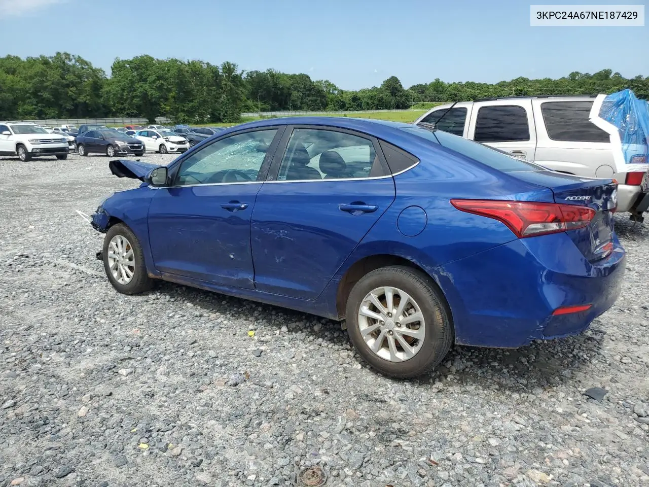 2022 Hyundai Accent Se VIN: 3KPC24A67NE187429 Lot: 62141275