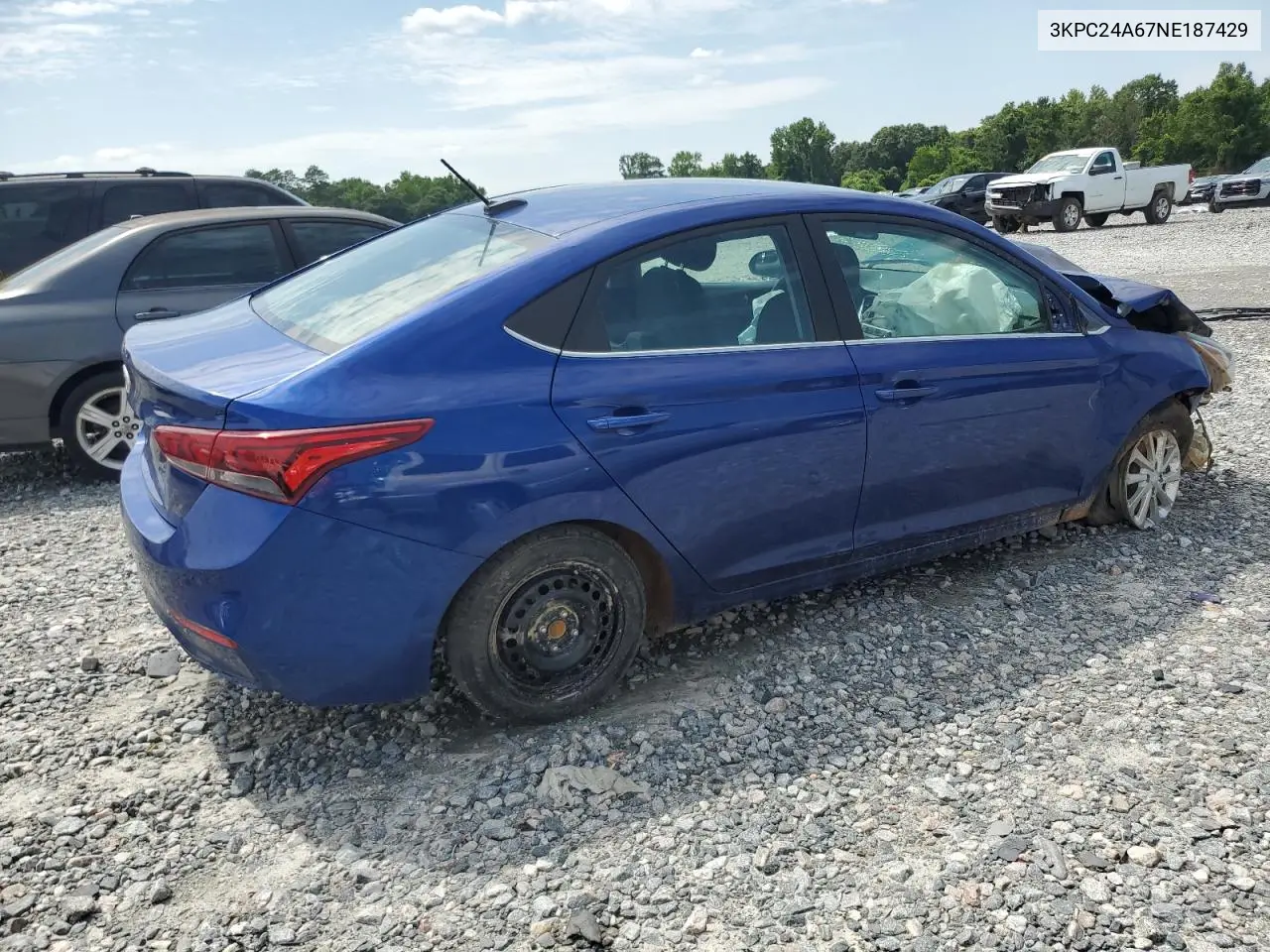 2022 Hyundai Accent Se VIN: 3KPC24A67NE187429 Lot: 62141275