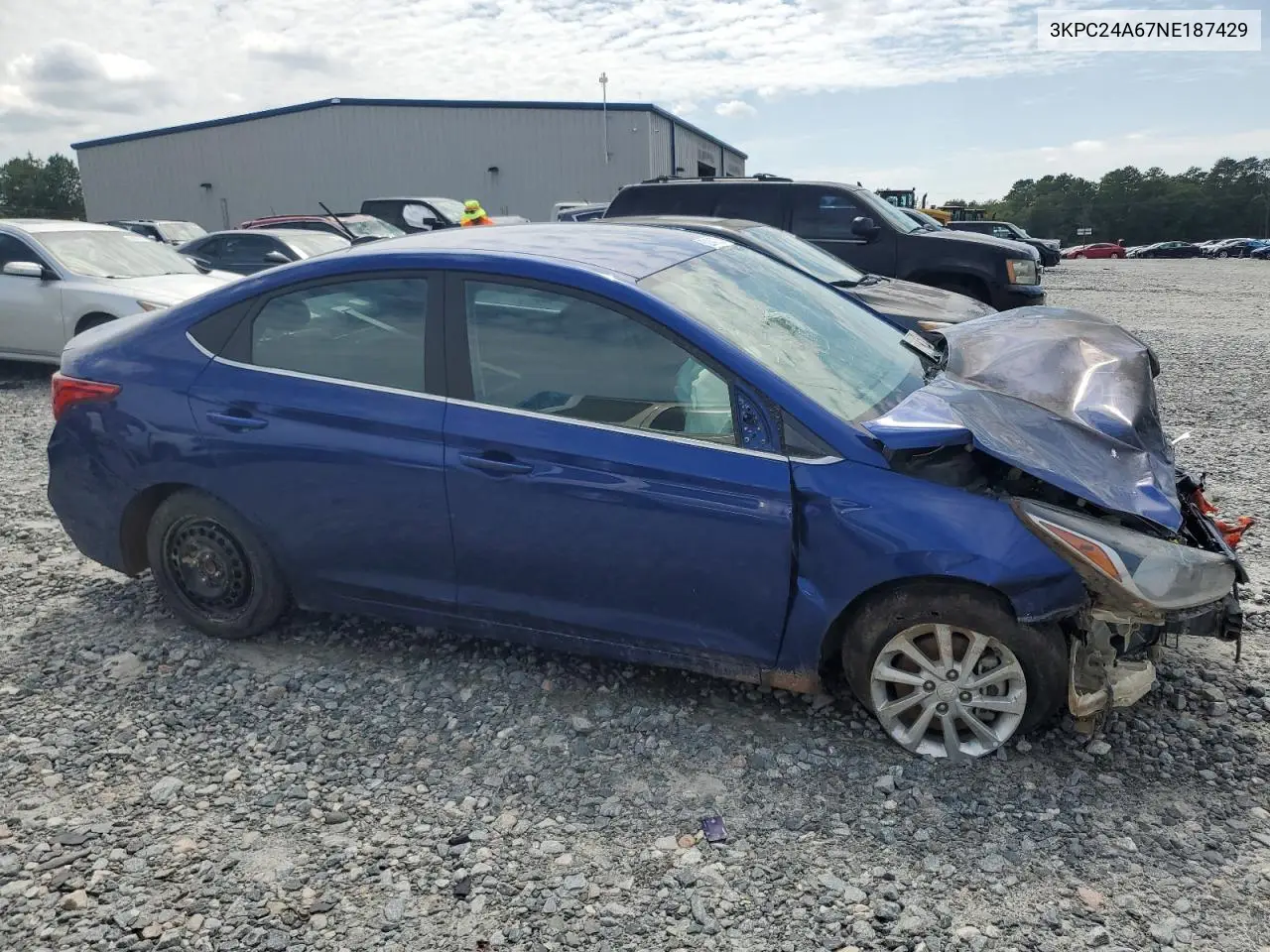2022 Hyundai Accent Se VIN: 3KPC24A67NE187429 Lot: 62141275