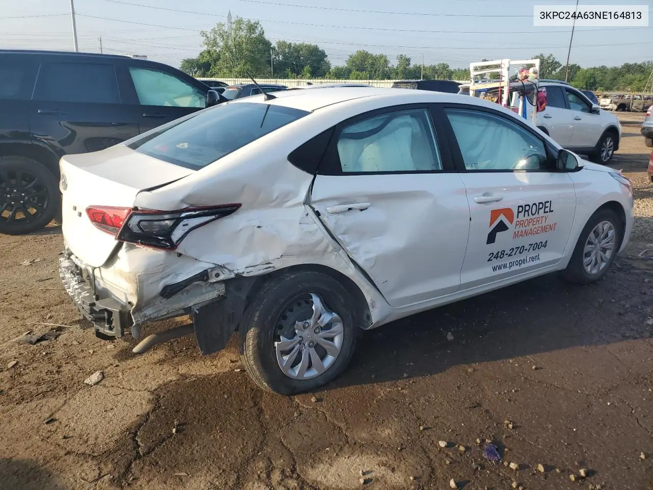 2022 Hyundai Accent Se VIN: 3KPC24A63NE164813 Lot: 62520285