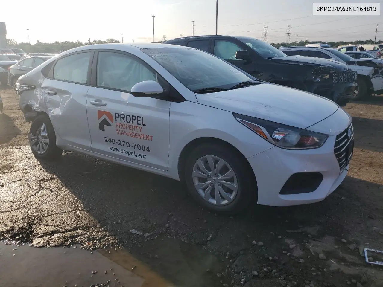 2022 Hyundai Accent Se VIN: 3KPC24A63NE164813 Lot: 62520285