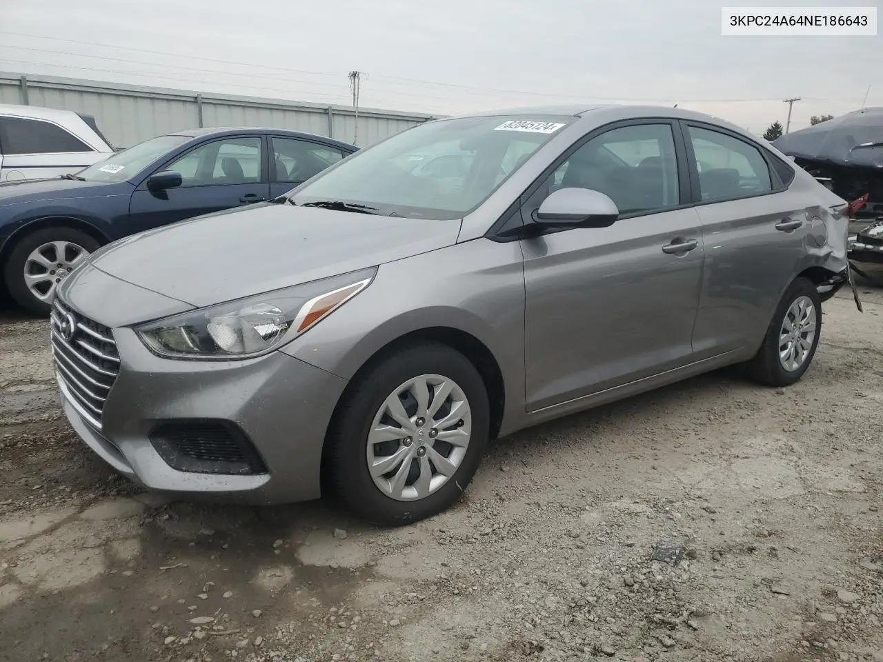 2022 Hyundai Accent Se VIN: 3KPC24A64NE186643 Lot: 82045124