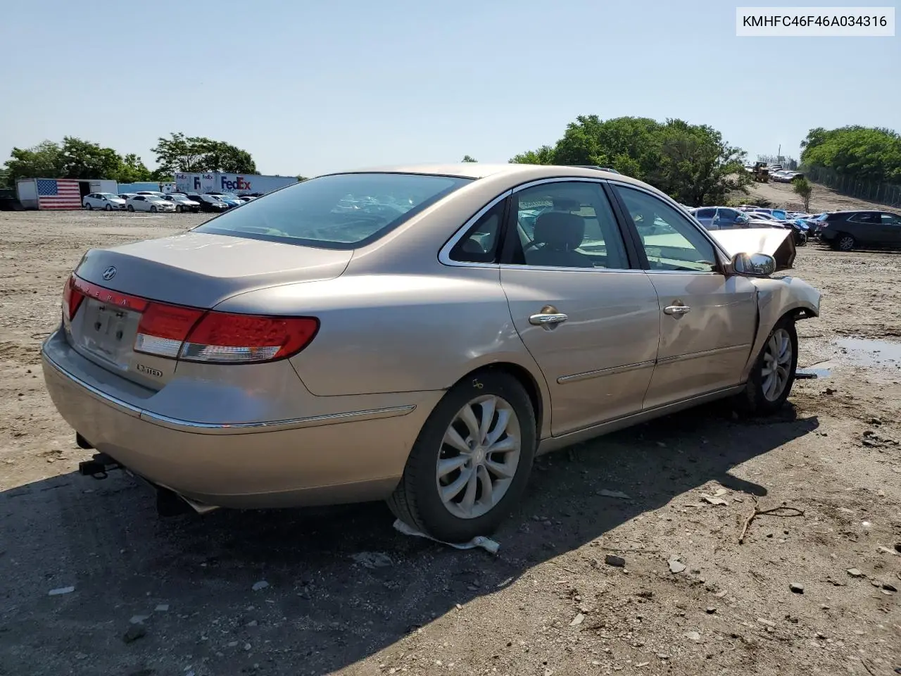 2006 Hyundai Azera Se VIN: KMHFC46F46A034316 Lot: 61857655