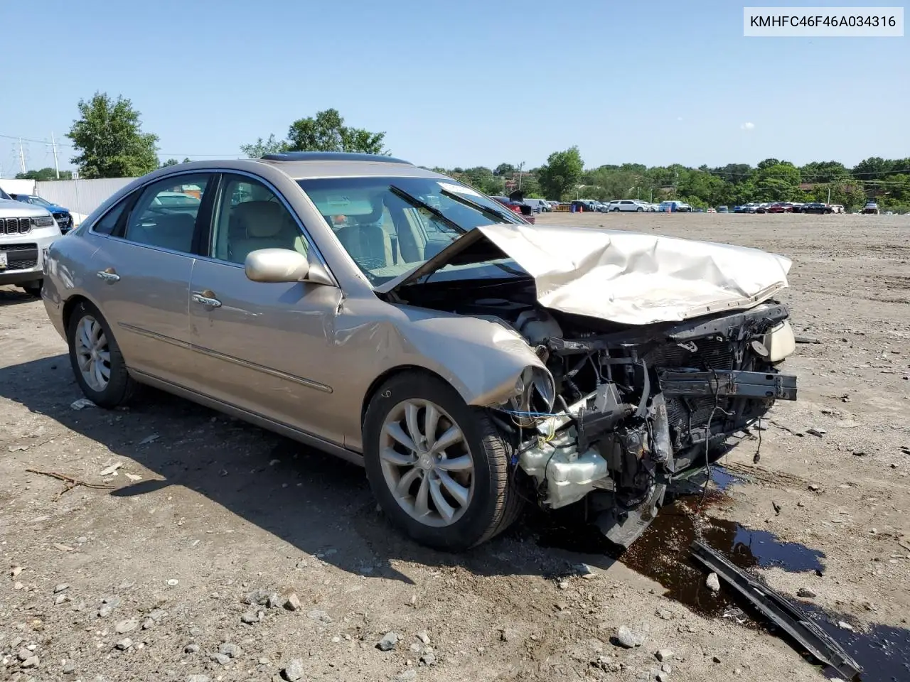 2006 Hyundai Azera Se VIN: KMHFC46F46A034316 Lot: 61857655