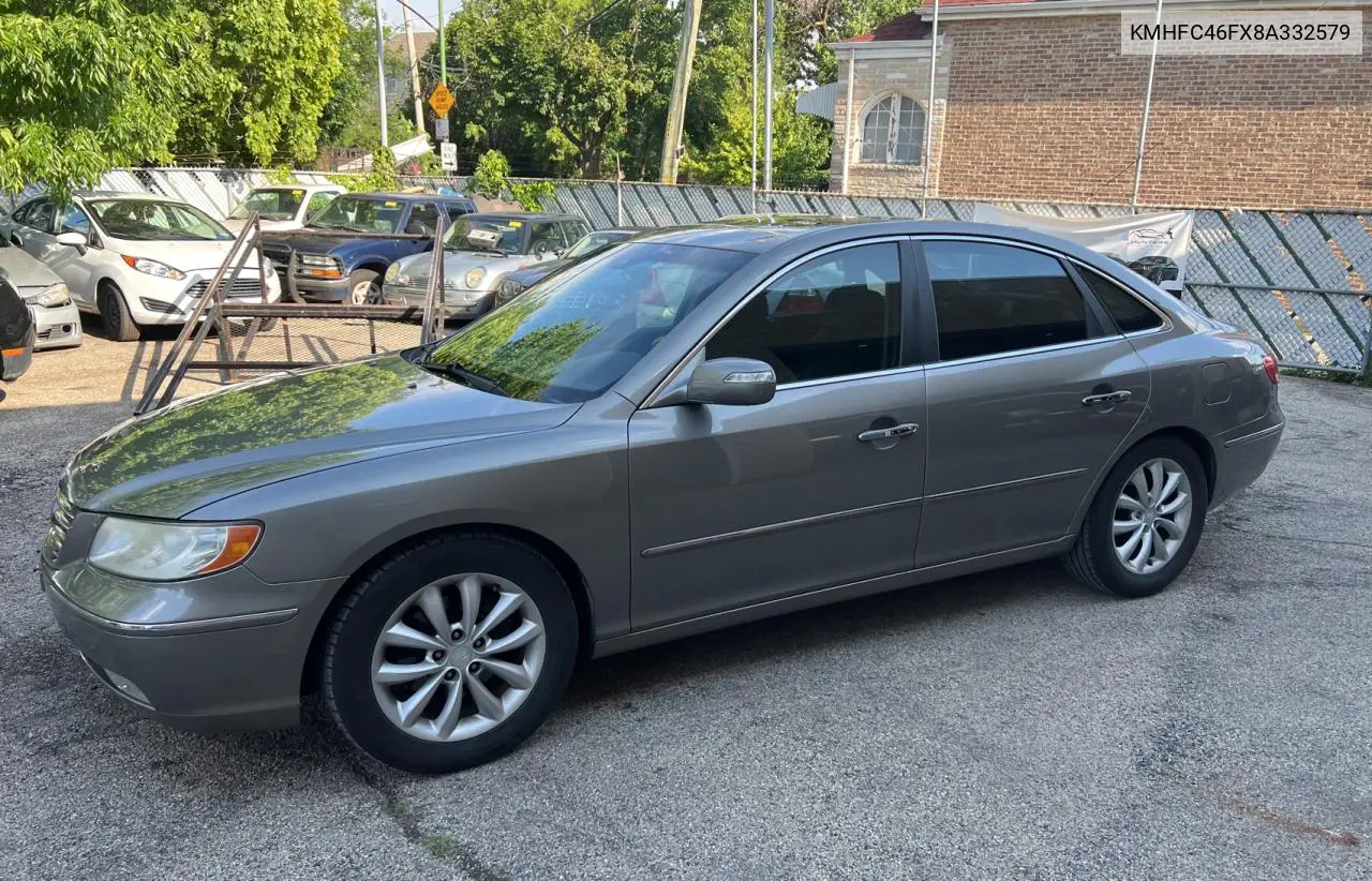 2008 Hyundai Azera Se VIN: KMHFC46FX8A332579 Lot: 63121015