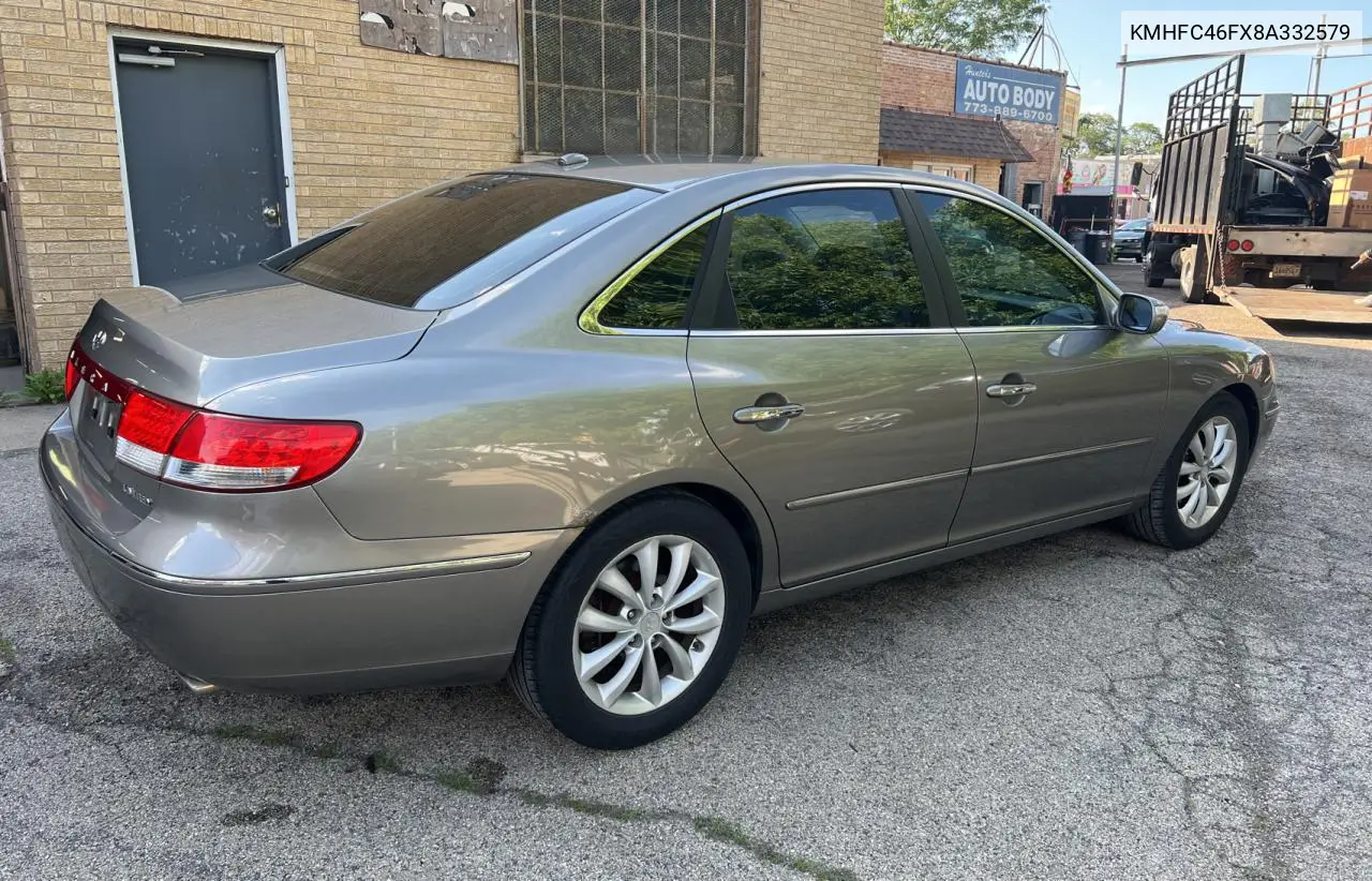 2008 Hyundai Azera Se VIN: KMHFC46FX8A332579 Lot: 63121015