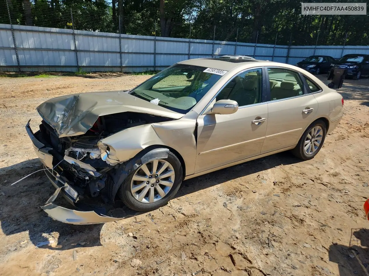 2010 Hyundai Azera Gls VIN: KMHFC4DF7AA450839 Lot: 62987885