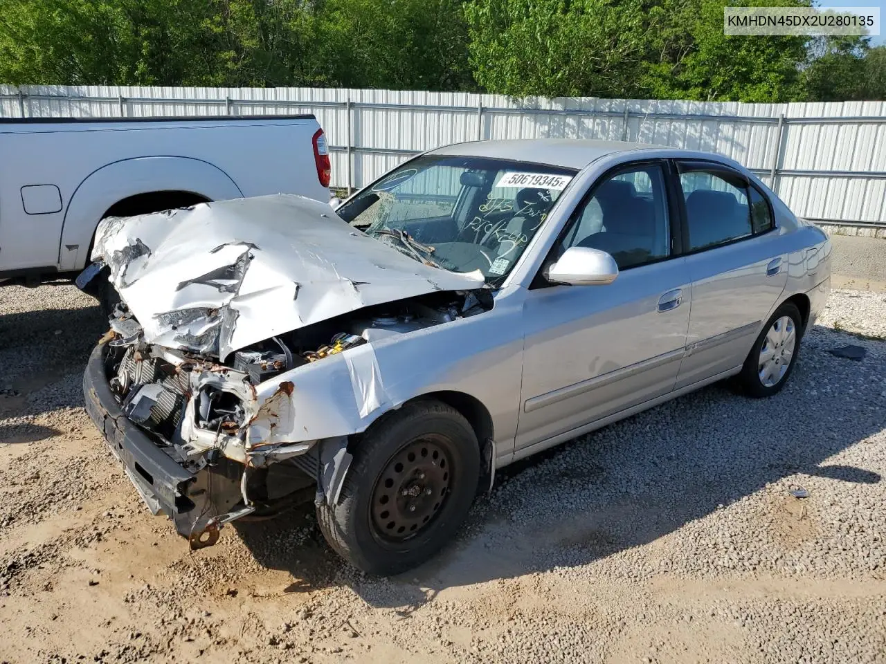 2002 Hyundai Elantra Gls VIN: KMHDN45DX2U280135 Lot: 50619345