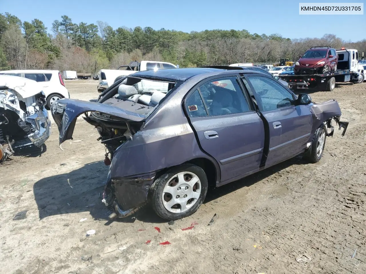 2002 Hyundai Elantra Gls VIN: KMHDN45D72U331705 Lot: 50793175