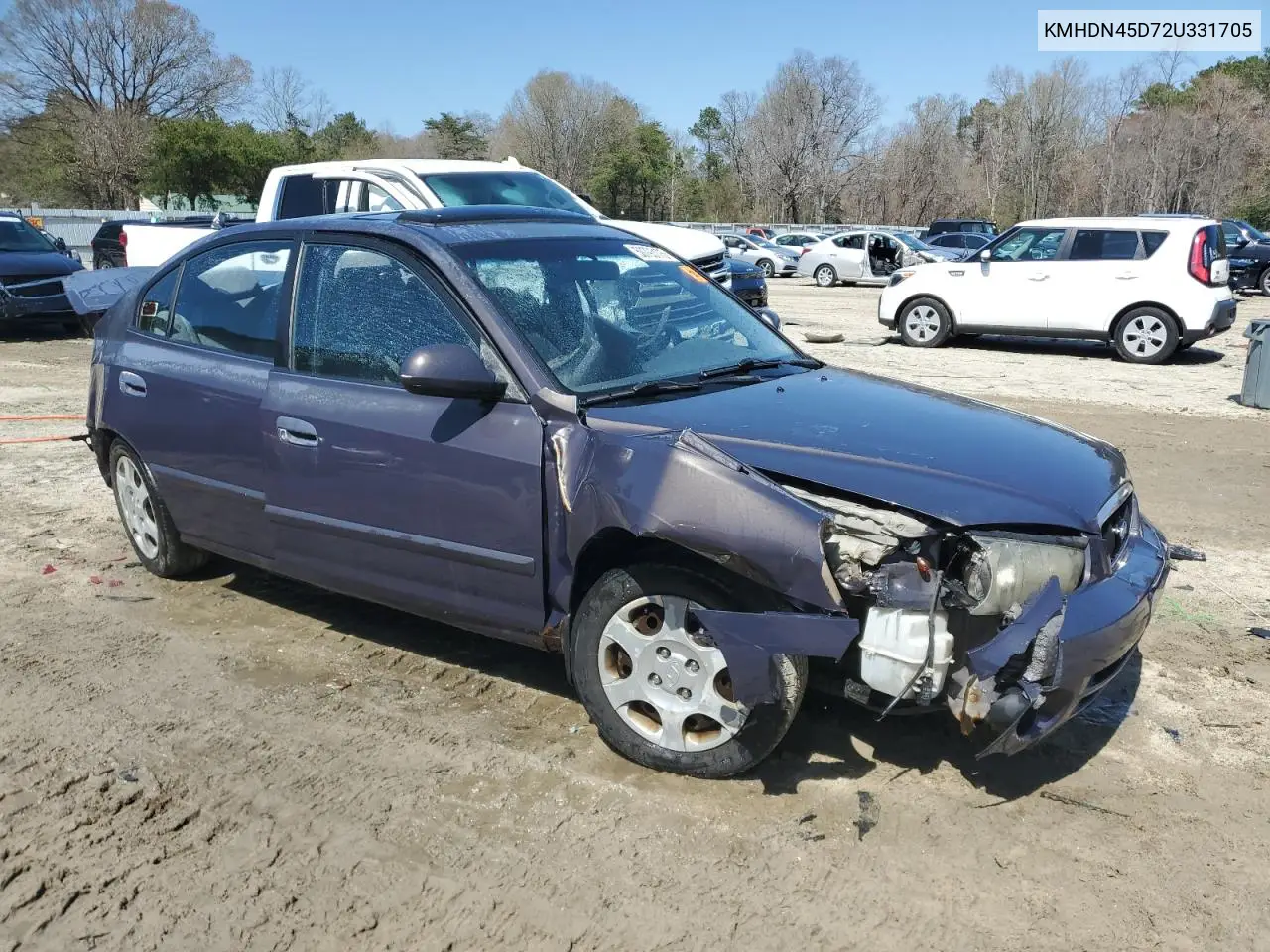 2002 Hyundai Elantra Gls VIN: KMHDN45D72U331705 Lot: 50793175