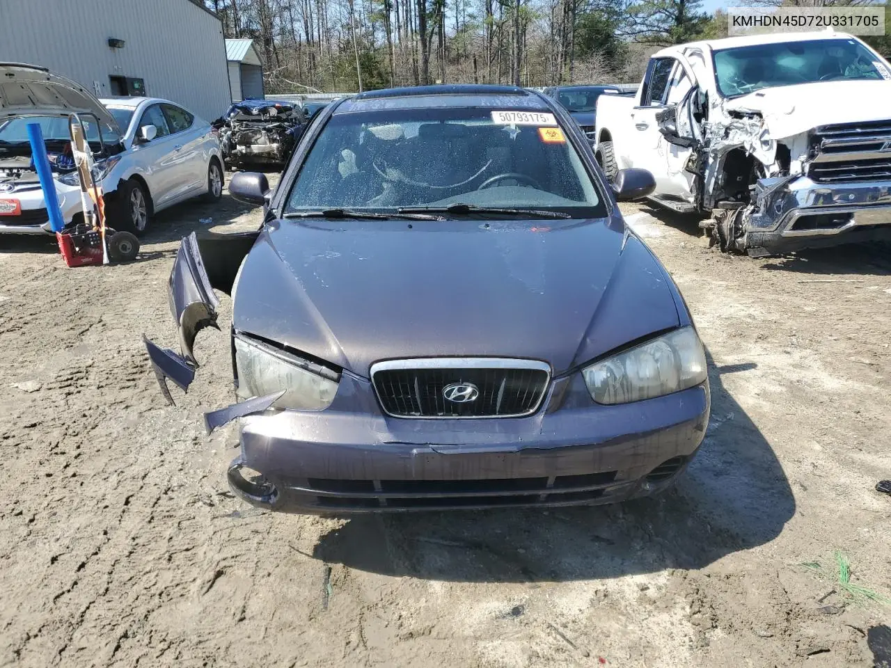 2002 Hyundai Elantra Gls VIN: KMHDN45D72U331705 Lot: 50793175