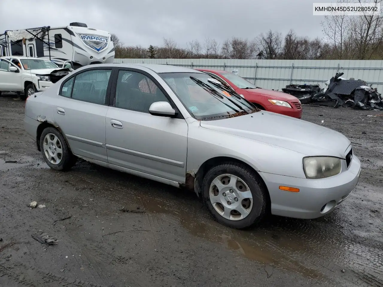 2002 Hyundai Elantra Gls VIN: KMHDN45D52U280592 Lot: 51274885