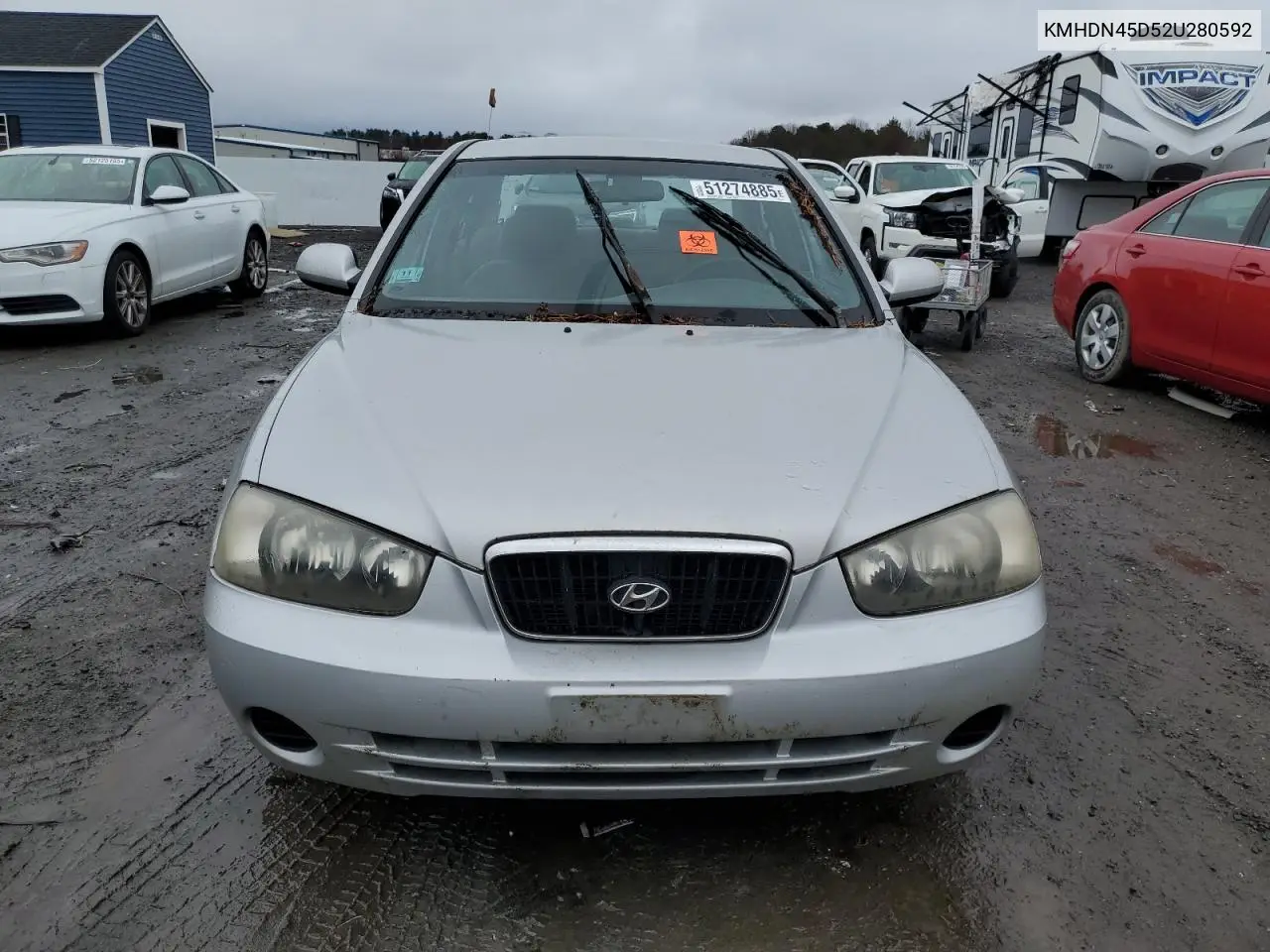 2002 Hyundai Elantra Gls VIN: KMHDN45D52U280592 Lot: 51274885