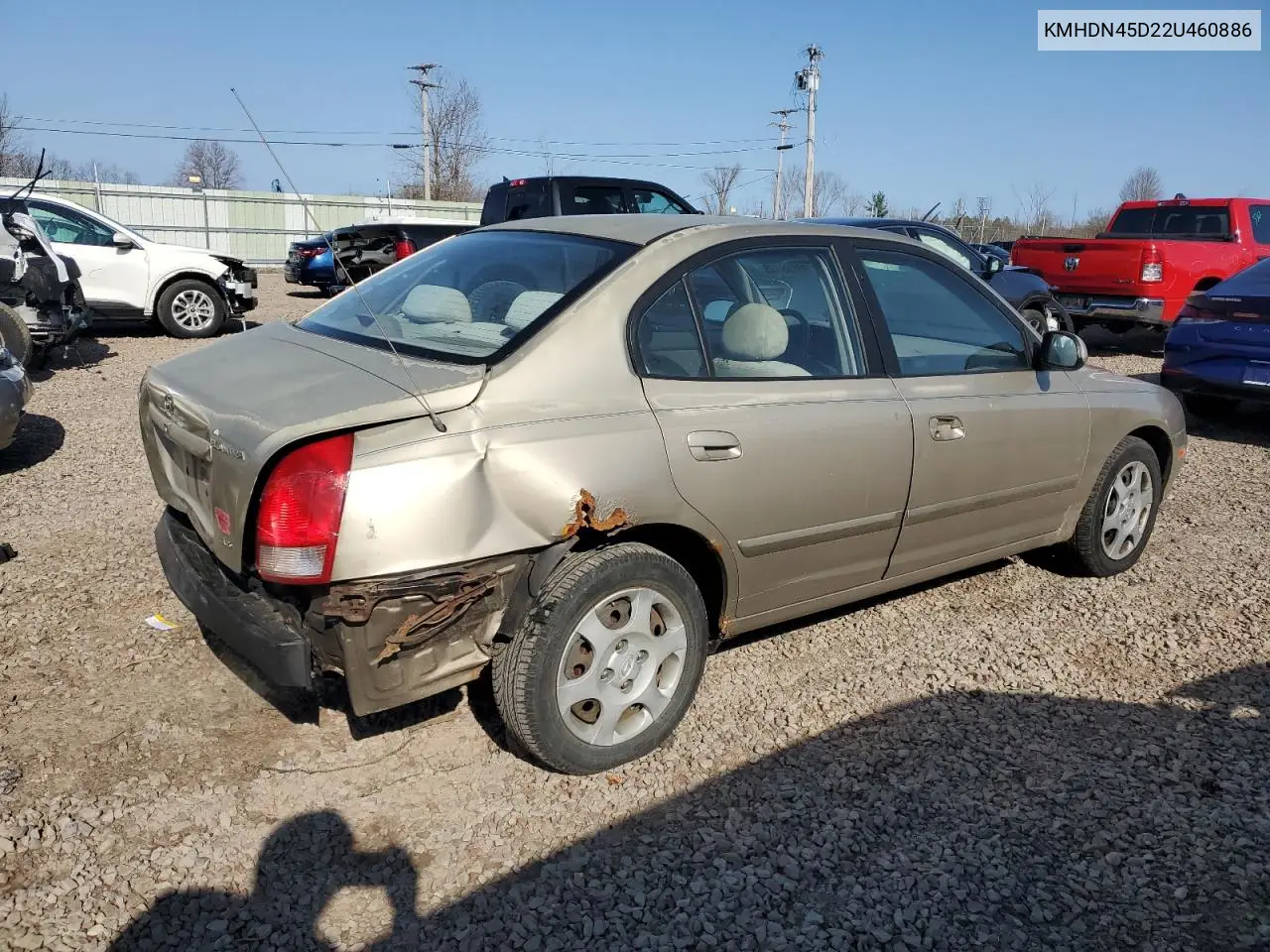 2002 Hyundai Elantra Gls VIN: KMHDN45D22U460886 Lot: 53969435
