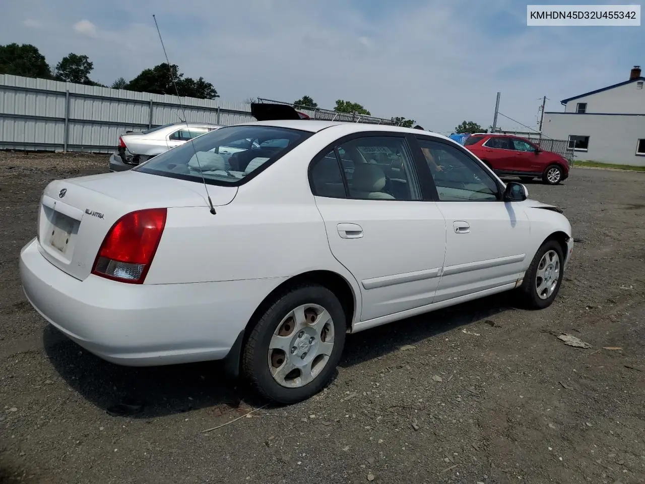 2002 Hyundai Elantra Gls VIN: KMHDN45D32U455342 Lot: 61134385