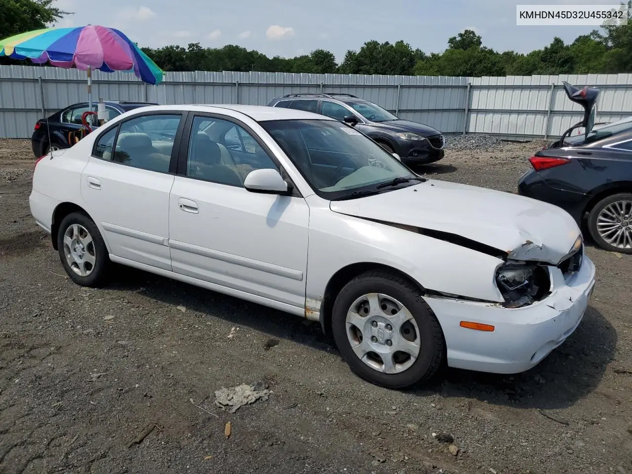 2002 Hyundai Elantra Gls VIN: KMHDN45D32U455342 Lot: 61134385