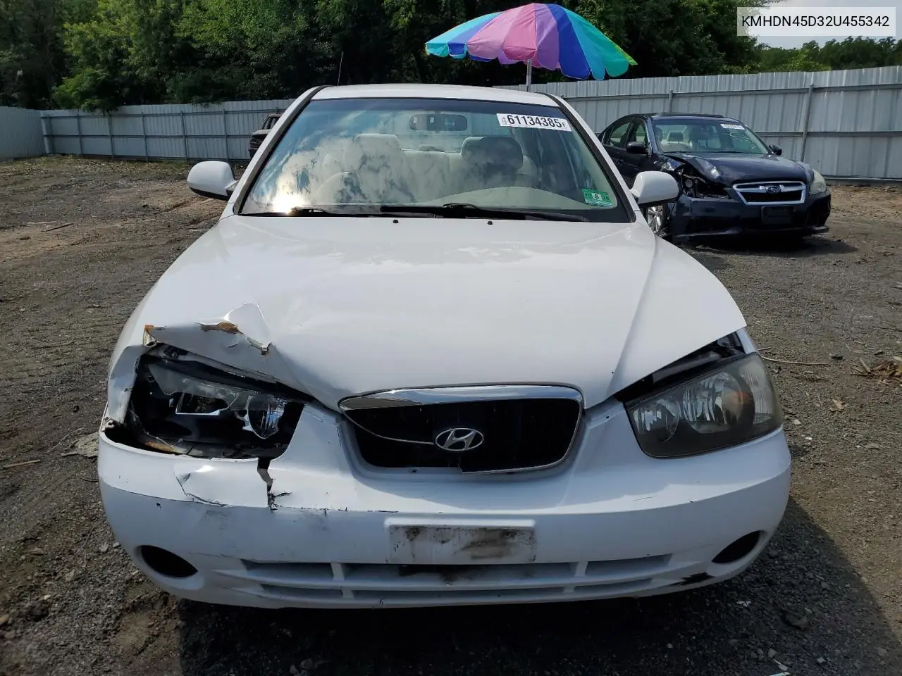 2002 Hyundai Elantra Gls VIN: KMHDN45D32U455342 Lot: 61134385