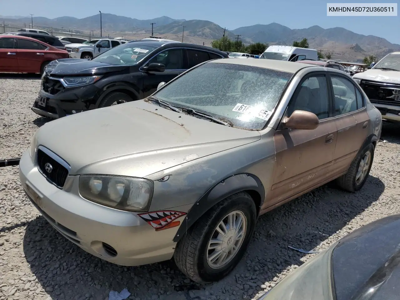 2002 Hyundai Elantra Gls VIN: KMHDN45D72U360511 Lot: 61624255