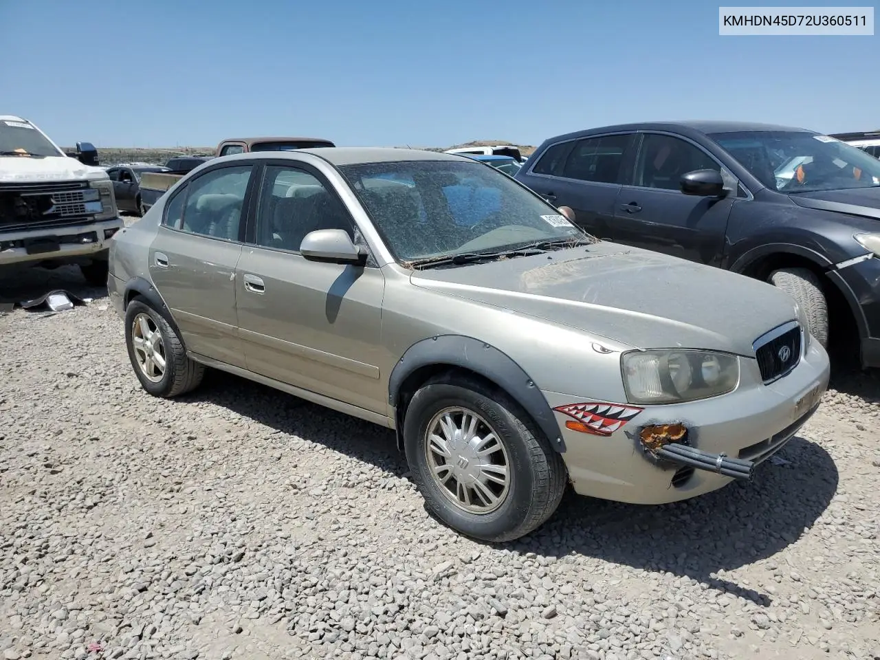 2002 Hyundai Elantra Gls VIN: KMHDN45D72U360511 Lot: 61624255