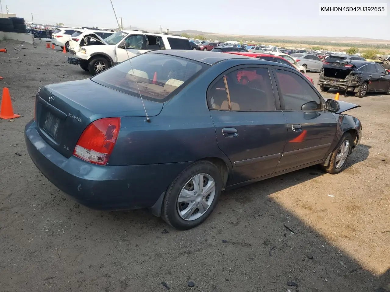 2002 Hyundai Elantra Gls VIN: KMHDN45D42U392655 Lot: 63441985